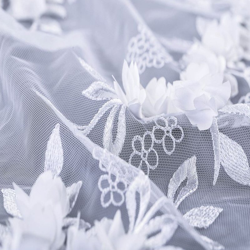 Embroidered Fabric Bridal Evening Polyester Sequin Fabric for Bridal W 4